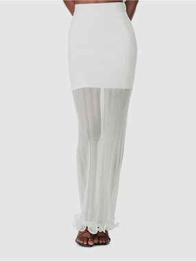 White Sheer Knit Maxi Skirt Herve Leger